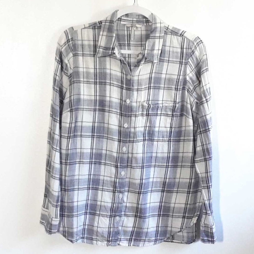 BKE Buckle Womens Plaid Fitted Button Down Shirt‎ Lightweight Navy Western New